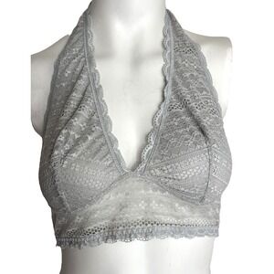 Victorias Secret Stretch Lace Bra Womens Size Large Bralette Halter Platinum NWT